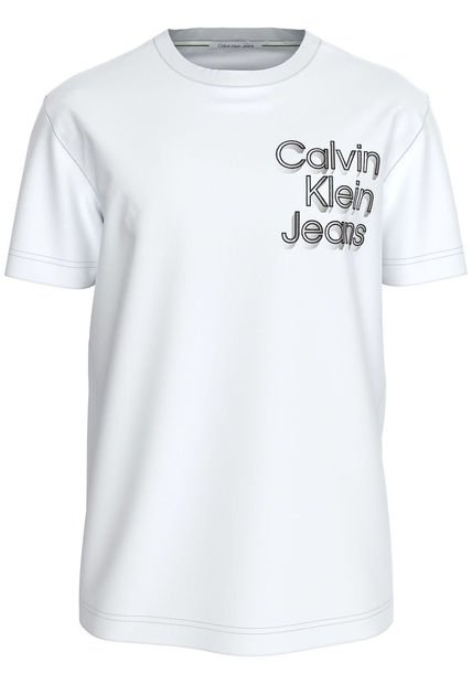 Camiseta Blanca Con Logo Apilado Eufórico Calvin Klein