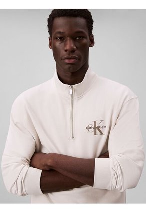 Saco Beige Con Cuello Semi Alto Y Cierre De Cremallera Calvin Klein