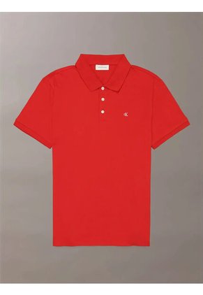 Polo Rojo Clásico Con Monograma Bordado Calvin Klein