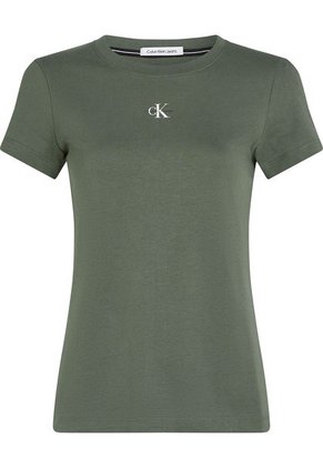 Camiseta Verde Slim Con Micro Monograma Calvin Klein