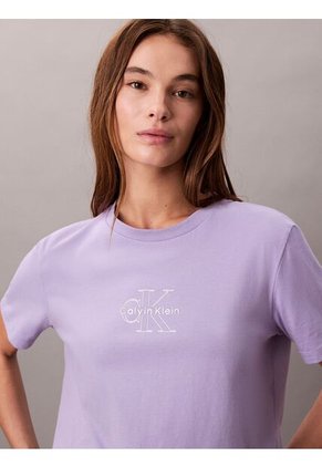 Camiseta Rosa Clásica Con Monograma Metalizado Calvin Klein