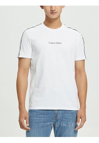 Camiseta Blanca Con Ribete De Logotipo En Las Mangas Calvin Klein Calvin Klein
