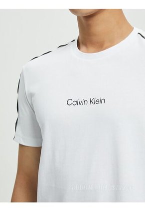 Camiseta Blanca Con Ribete De Logotipo En Las Mangas Calvin Klein