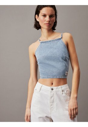 Top Azul Denim Con Cierre Anudado En Espalda Calvin Klein