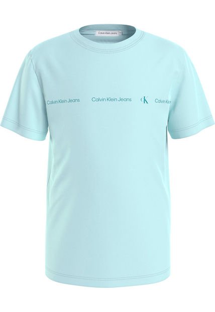 Camiseta Azul Con Estampado Institutional Para Niño Calvin Klein