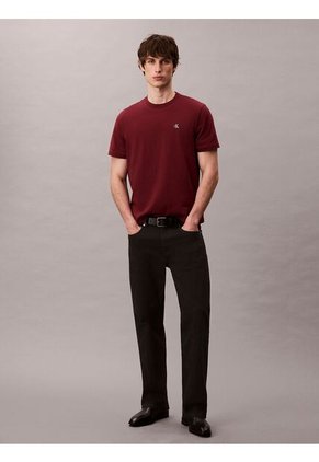Camiseta Vino Tinto Regular De Manga Corta Con Monograma Bordado Calvin Klein
