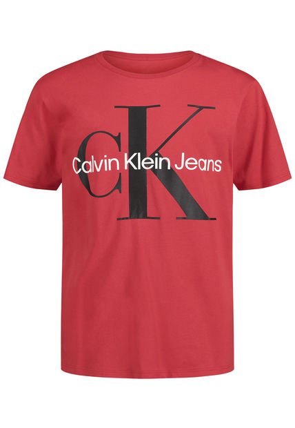 Camiseta Roja Con Monograma Para Niño Calvin Klein