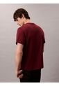Camiseta Vino Tinto Regular De Manga Corta Con Monograma Bordado Calvin Klein de Calvin Klein