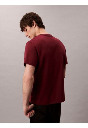 Camiseta Vino Tinto Regular De Manga Corta Con Monograma Bordado Calvin Klein