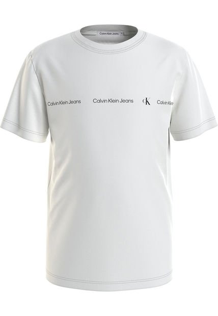 Camiseta Blanca Con Estampado Institutional Para Niño Calvin Klein