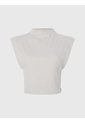 Camiseta De Tirantes Cropped De Punto De Canalé Mujer Beige Calvin Klein de Calvin Klein