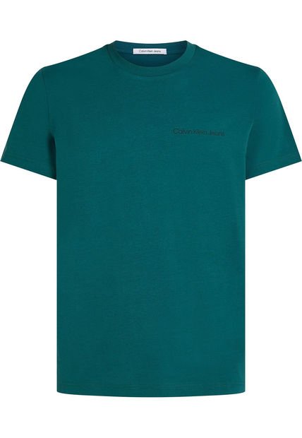 Camiseta Verde Slim Con Logo Institutional Calvin Klein