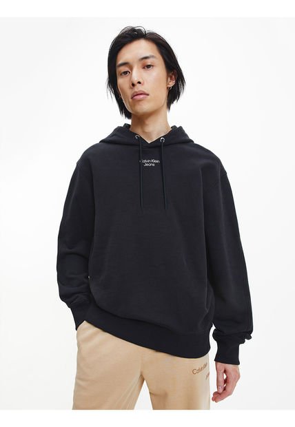 Buzo Negro Con Gorro Para Hombre Calvin Klein