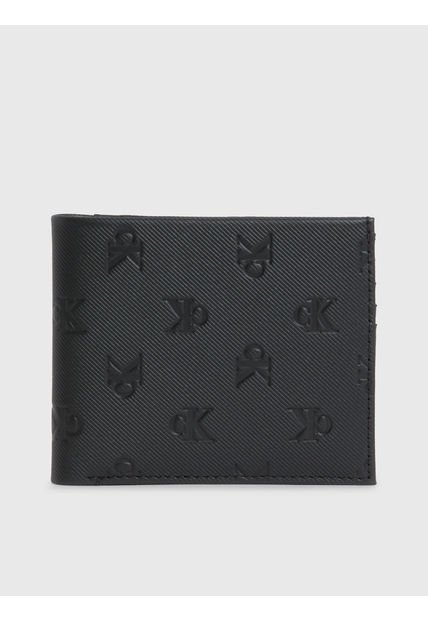 Billetera Con Monograma Hombre Negro Calvin Klein
