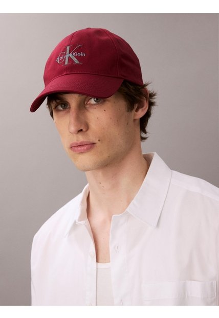 Gorra Roja De Béisbol Con Logo Monograma Bordado Calvin Klein