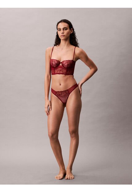 Tanga Roja - CK Black Floral Lace Calvin Klein