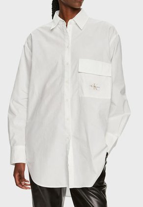Camisa Blanca Utility Oversized De Algodón Calvin Klein