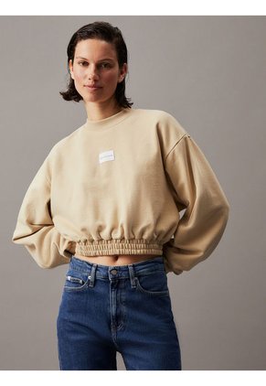 Saco Beige Cropped De Felpa De Algodón Calvin Klein