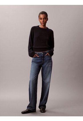 Saco Azul Tejido De Manga Larga En Algodón Suave Con Logo Calvin Klein