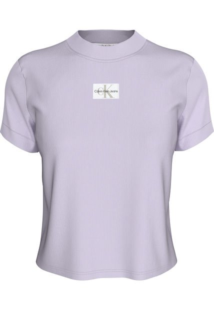 Camiseta Morado Slim De Canalé De Algodón Calvin Klein