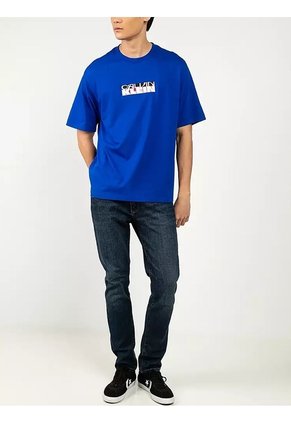 Camiseta Azul Con Gráfico De Logo En Bloque Calvin Klein