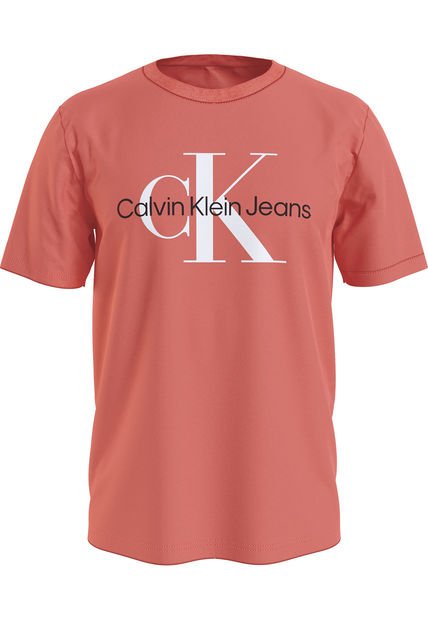 Camiseta Roja Slim Con Monograma Calvin Klein