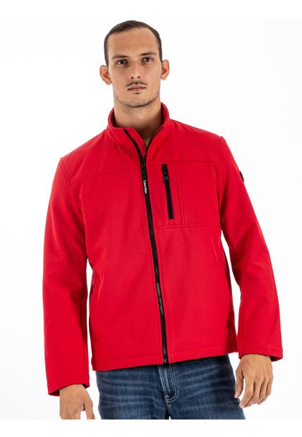 Chaqueta Roja Rompeviento Suave Con Cremallera Calvin Klein