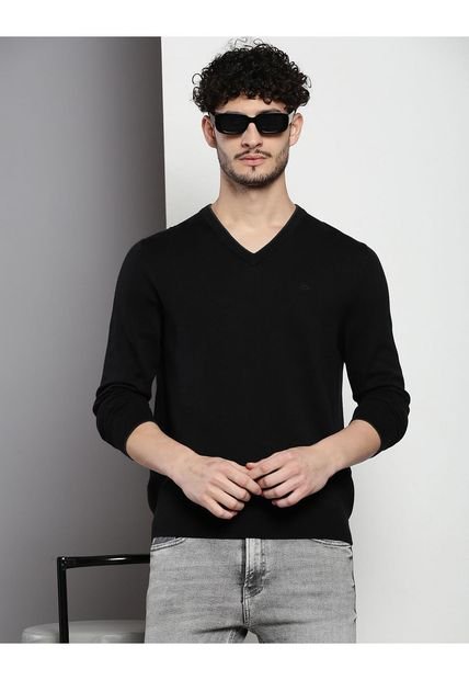 Saco Negro De Algodón Con Cuello En V Calvin Klein