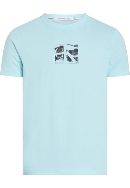 Camiseta Azul Slim De Algodón Calvin Klein