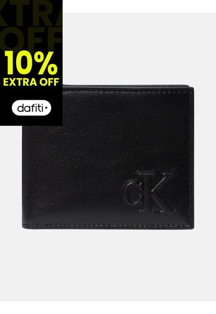 Billetera Negra De Cuero Con Monograma Calvin Klein
