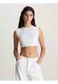 Camiseta Blanca Top Cropped Con Estampado Calvin Klein de Calvin Klein