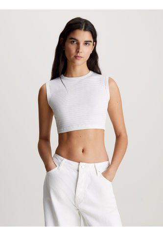 Camiseta Blanca Top Cropped Con Estampado Calvin Klein Calvin Klein