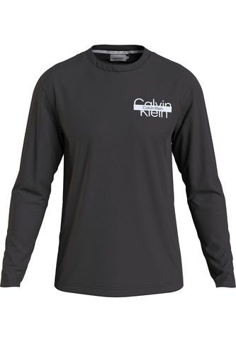 Camiseta Negra Manga Larga Con Logo Cortado Calvin Klein Calvin Klein