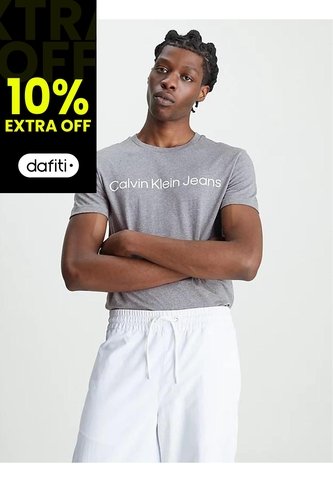 Camiseta Gris Con Logo Para Hombre Calvin Klein