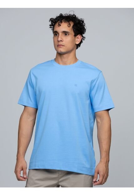Camiseta Celeste De Algodón Interlock Calvin Klein