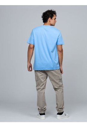 Camiseta Celeste De Algodón Interlock Calvin Klein