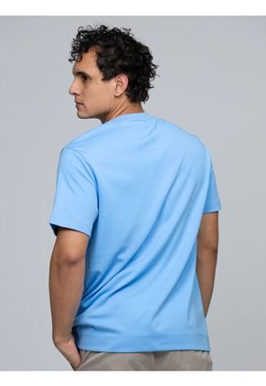 Camiseta Celeste De Algodón Interlock Calvin Klein