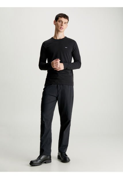 Camiseta Negra Slim Manga Larga Calvin Klein