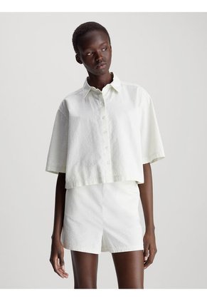 Camisa Blanca De Espalda Anudada De Sirsaca De Algodón Calvin Klein