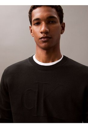 Saco Negro Tejido De Algodón Con Logo Tonal Calvin Klein