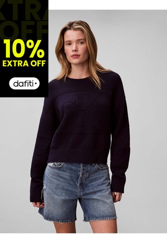 Saco Azul Tejido Con Logo Tejido Tonal Calvin Klein Calvin Klein