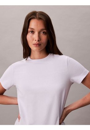 Camiseta Blanca De Algodón Con Logo De Archivo Calvin Klein