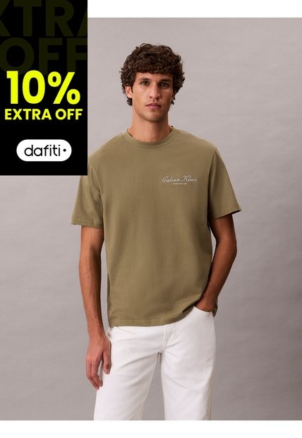 Camiseta Verde Con Logo Gráfico Calvin Klein
