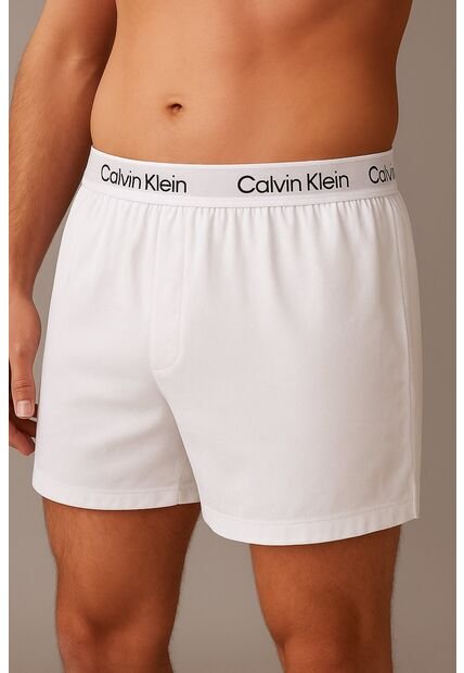 Pantaloneta Blanca De Pijama De Popelín De Algodón Calvin Klein