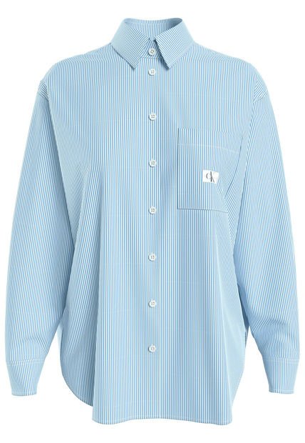 Camisa Azul Relaxed Con Bolsillo Calvin Klein