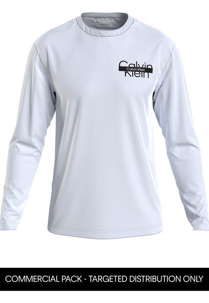 Camiseta Blanca Manga Larga Con Logo Cortado Calvin Klein