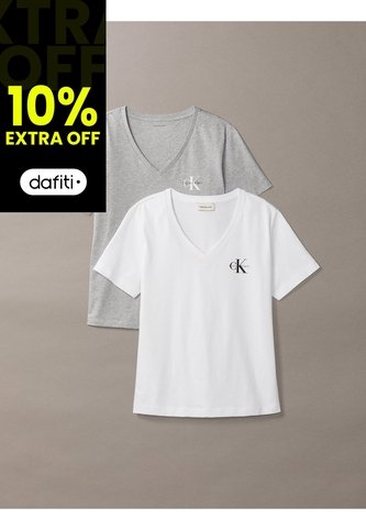 Pack Gris De 2 Camisetas Con Cuello En V Calvin Klein Calvin Klein