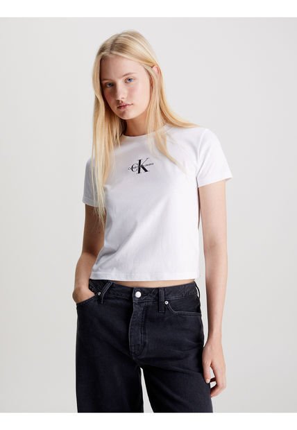 Camiseta Cropped Con Monologo Calvin Klein