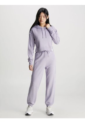 Buzo Morado Con Gorro Cropped Holgada Para Mujer Calvin Klein