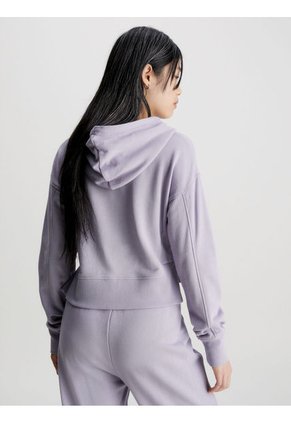 Buzo Morado Con Gorro Cropped Holgada Para Mujer Calvin Klein